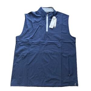 Kenneth Cole Mens’s Golf Vest Sz L New Navy Water-Resistant Pullover 1/4 Zip